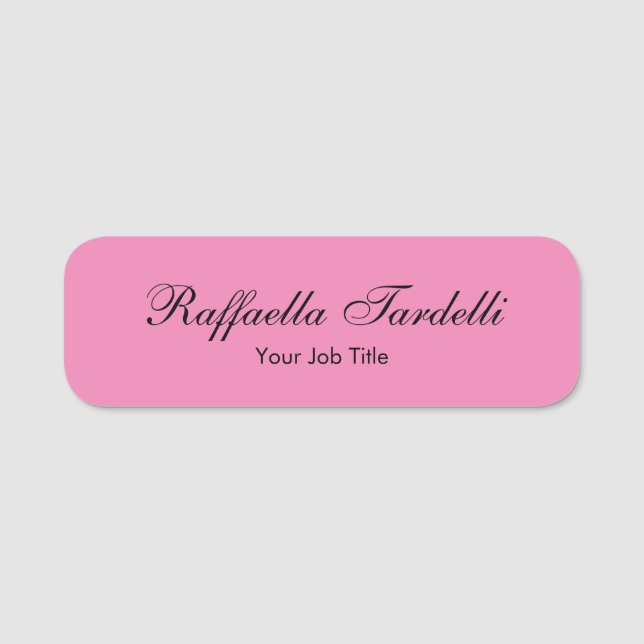 Minimalistisk personlig anpassad för namn rosa fär namnbricka (Framsida)