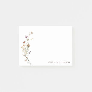 Minimalistisk personlig brevpapper med vildblomma post-it block