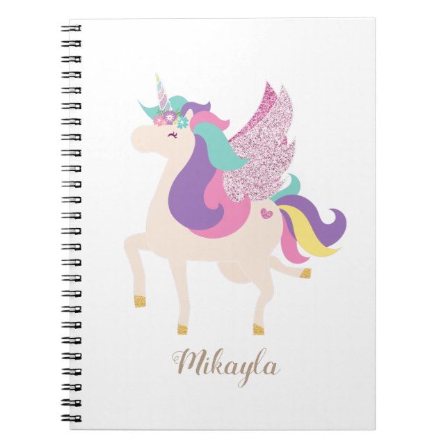 Minimalistisk personlig Cute Unicorn Anteckningsbok (Framsidan)