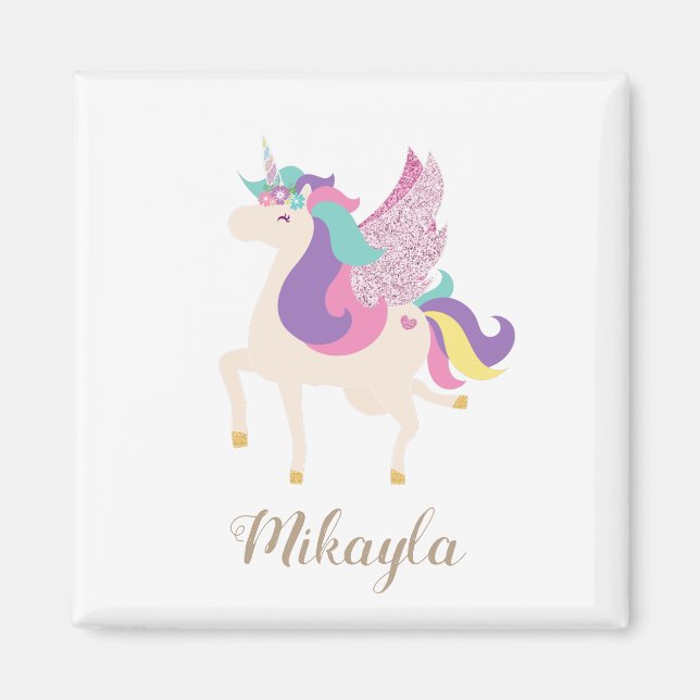 Minimalistisk personlig Cute Unicorn Magnet (Framsidan)