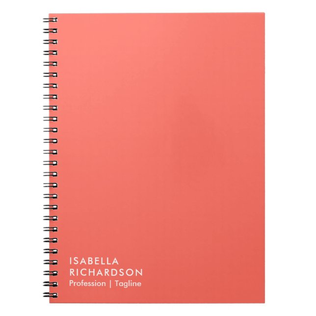 Minimalistisk personlig för koral anteckningsbok (Framsidan)