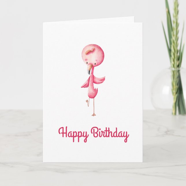 Minimalistisk Personlig för Rosa Flamingo Illustra Kort (Framsida)
