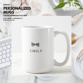 Minimalistisk Personlig för svart kortplats med en Kaffemugg