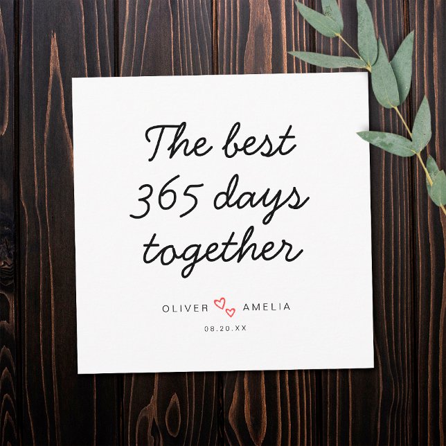 Minimalistisk Personlig Första Bröllop-årsdagen Kort (Front)