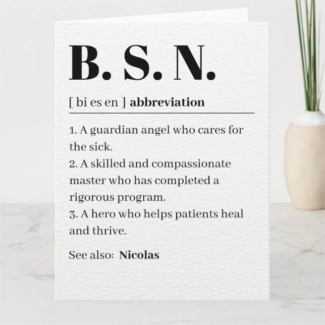 Minimalistisk personlig gratulation till BSN-sjuks Kort (Framsida)