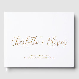 Minimalistisk Personlig Guld Typografi Bröllop Gästböcker