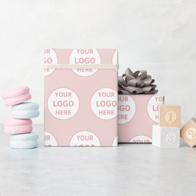 Minimalistisk Personlig Logo Rosa Presentpapper (Baby Shower)