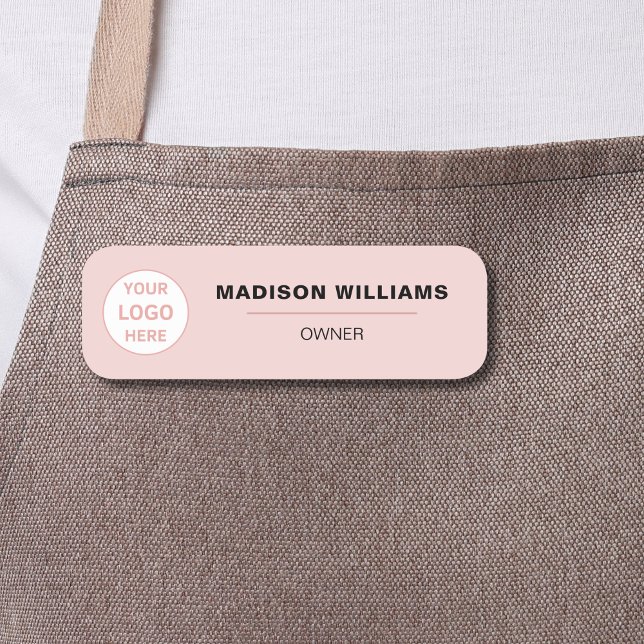 Minimalistisk Personlig Logo Rosé Namnbricka (Minimalist Personalized Logo Blush Pink Name Tag)