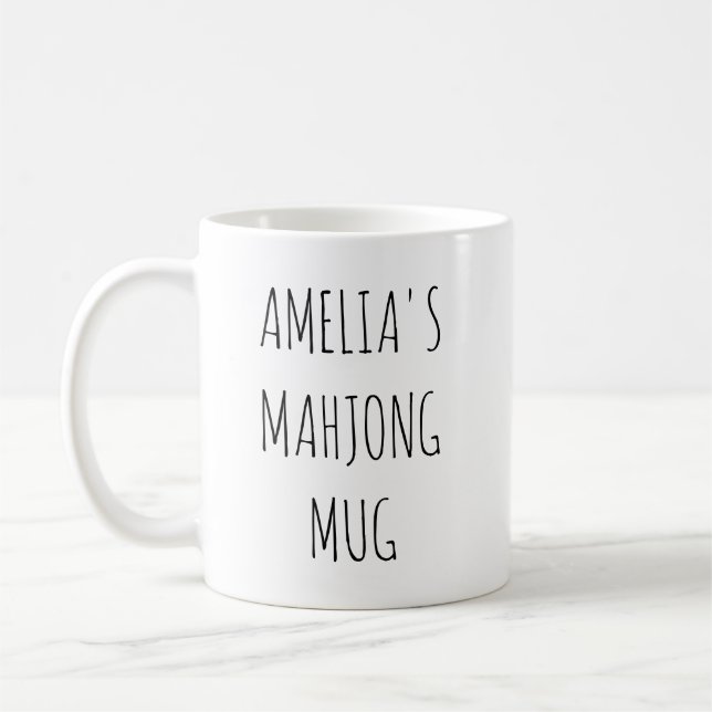 Minimalistisk personlig Mahjong-namndesign Enkel Kaffemugg (Vänster)