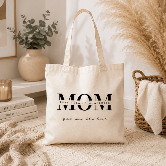 Minimalistisk personlig mammas namn handväskor tygkasse (Skapare uppladdad)