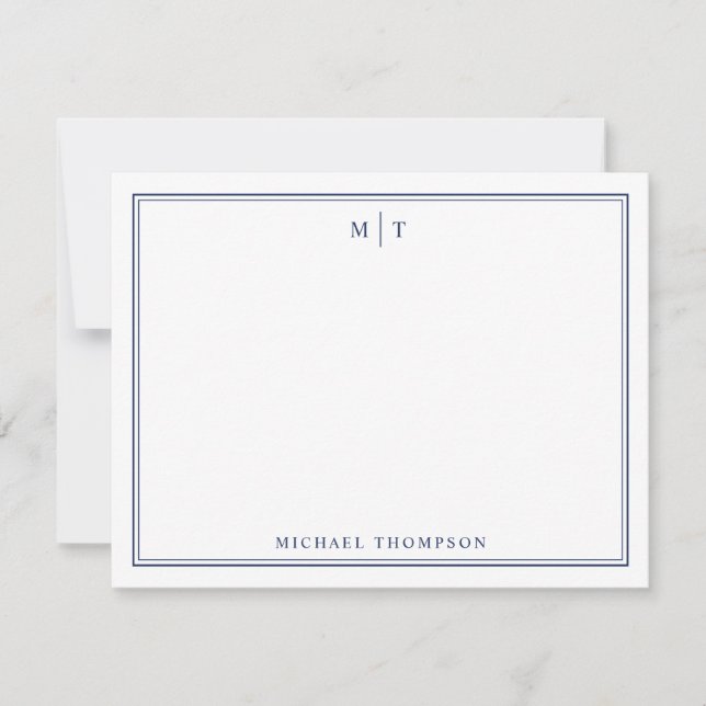 Minimalistisk personlig monogram brevkort  tack kort (Framsida)