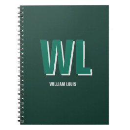 Minimalistisk personlig monogram i smaragdgrön anteckningsbok