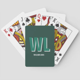 Minimalistisk personlig monogram i smaragdgrön casinokort