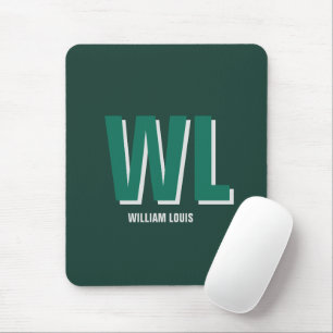 Minimalistisk personlig monogram i smaragdgrön musmatta