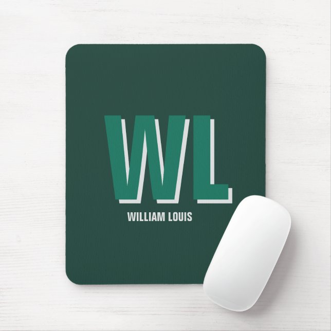 Minimalistisk personlig monogram i smaragdgrön musmatta (Med mus)