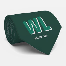 Minimalistisk personlig monogram i smaragdgrön slips