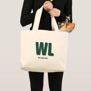 Minimalistisk personlig monogram i smaragdgrönt jumbo tygkasse