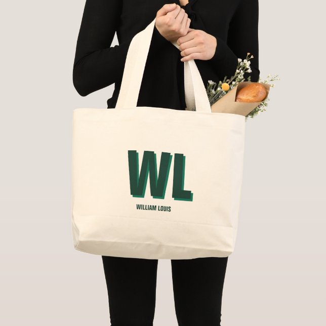 Minimalistisk personlig monogram i smaragdgrönt jumbo tygkasse (Framsida (produkt))