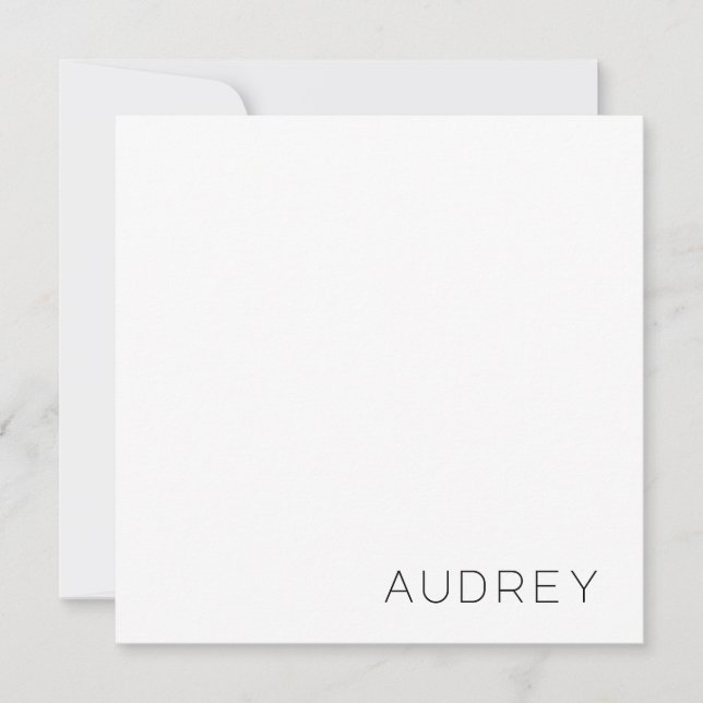 Minimalistisk Personlig Monogram Namn Black Anteckningskort (Framsida)