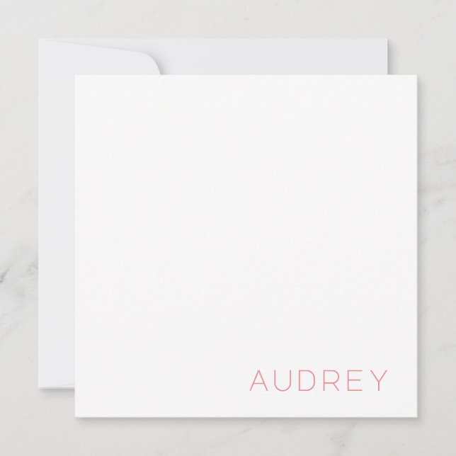 Minimalistisk Personlig Monogram Namn Rosa Anteckningskort (Framsida)