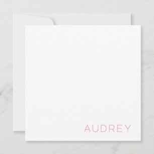 Minimalistisk Personlig Monogram Namn Rosa Anteckningskort
