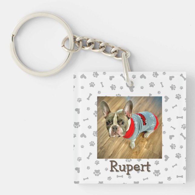 Minimalistisk personlig nyckelring med hundfoto (Framsidan)
