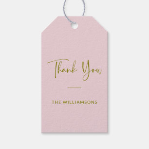 Minimalistisk Personlig Pastell Rosa Tack Presentetikett