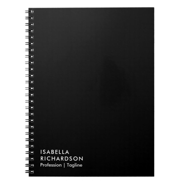 Minimalistisk personlig - svart anteckningsbok (Framsidan)