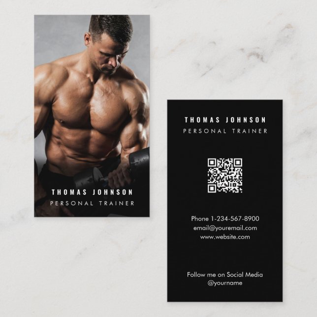 Minimalistisk personlig tränare fitness idrottsman visitkort (Fram/baksida)