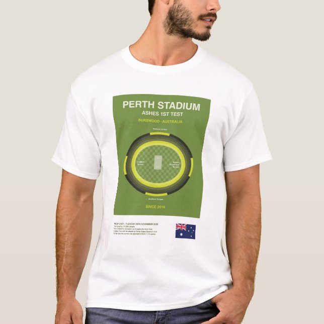 Minimalistisk Perth Cricket Ground Linje Tryckt T- T Shirt (Framsida)
