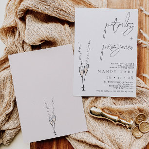 Minimalistisk Petal- och Prosecco-Möhippa Invita Inbjudningar