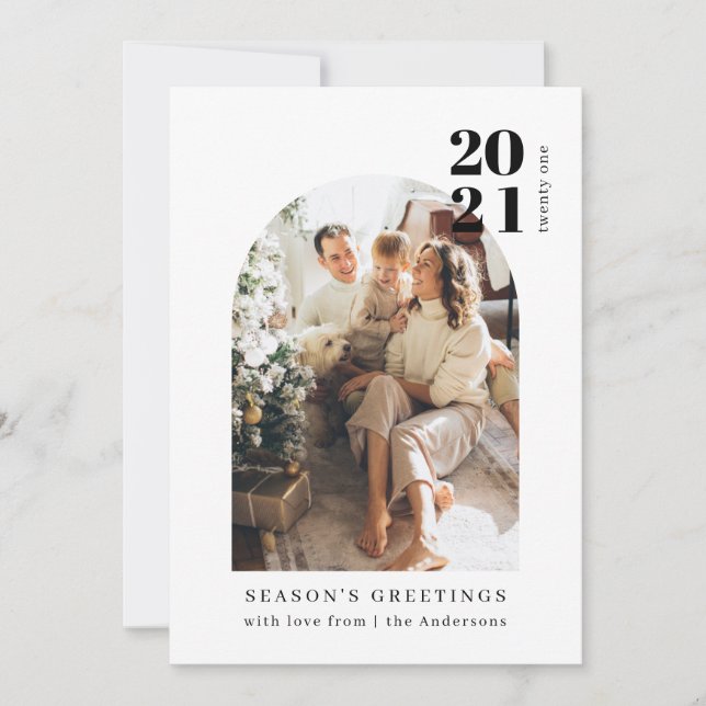 Minimalistisk Photo Arch-familj jul Party Invit Julkort (Framsida)