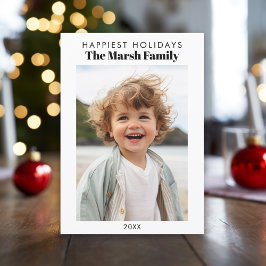 Minimalistisk Photo White Gräns Handskriftlig Happ Julkort