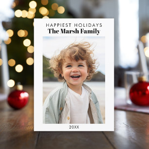 Minimalistisk Photo White Gräns Handskriftlig Happ Julkort