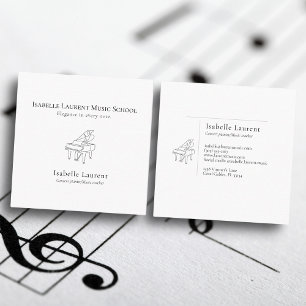 Minimalistisk pianistisk musiklärare fyrkantigt visitkort