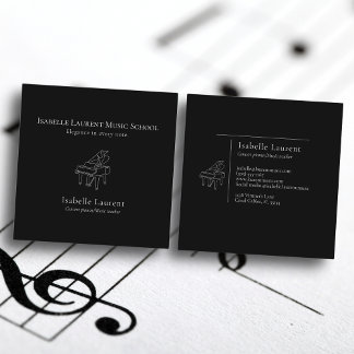 Minimalistisk pianistisk musiklärare fyrkantigt visitkort