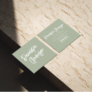 Minimalistisk Pistachio Grönt Neutralt Boho Modern Fyrkantigt Visitkort