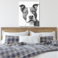 Minimalistisk Pitbull Siluett Svart och Vitt