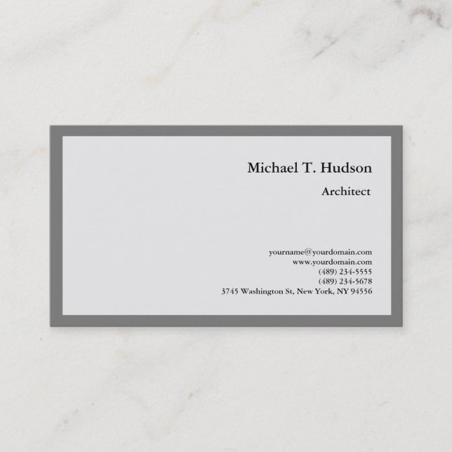 Minimalistisk Plain Architect Grått Premium Silke Visitkort (Framsida)