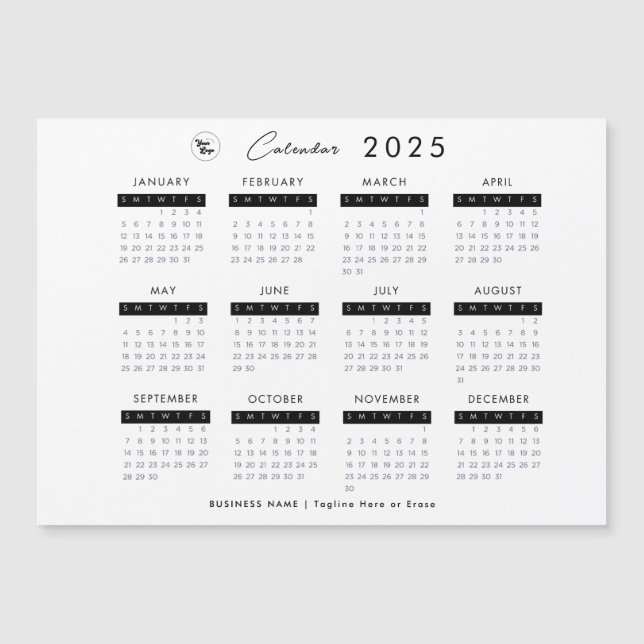 Minimalistisk platt 2023-kalender med affärsmässig magnetisk inbjudningskort (Framsida)