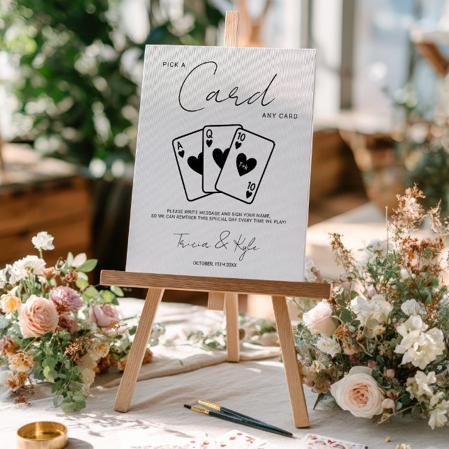 Minimalistisk Plocka av Roligt a Card Bröllop Gues Poster (Minimalist Fun Pick a Card Wedding Guestbook sign)