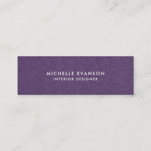 Minimalistisk Plum Lila Linen Simple Mini Visitkort