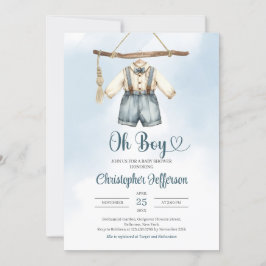 Minimalistisk pojk Formell kläder för kläder, baby Inbjudningar