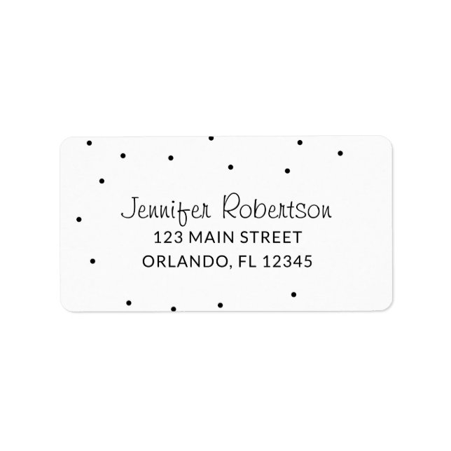 Minimalistisk Polka dots White-Returadress Adressetikett (Framsidan)