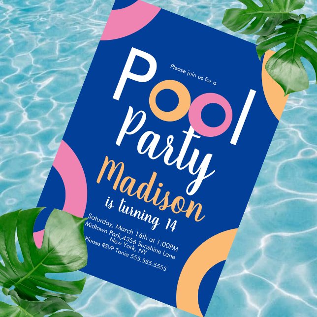 Minimalistisk poolparty födelsedagsinbjudan inbjudningar (Skapare uppladdad)