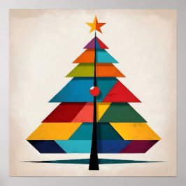 Minimalistisk Pop Art Geometrisk Julgran Poster