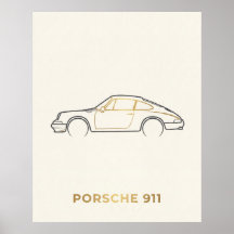Minimalistisk Porsche 911 Linje Konst