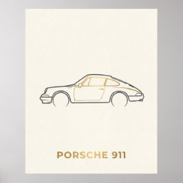 Minimalistisk Porsche 911 Linje Konst Poster