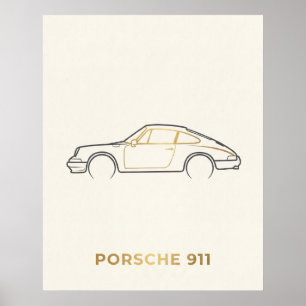 Minimalistisk Porsche 911 Linje Konst Poster