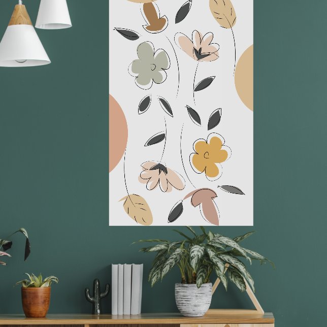 Minimalistisk poster av blommigt (Vardagsrum 1)